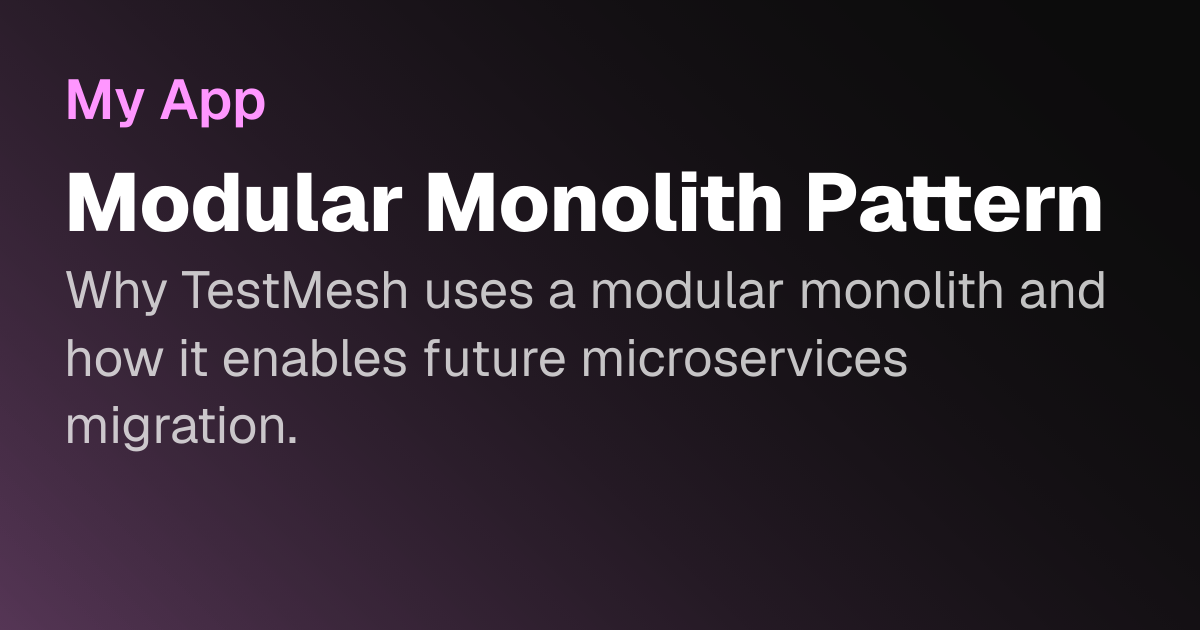 Modular Monolithic Pattern Modular Monolith Pattern